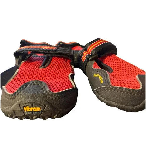 Ruffwear Bark n Boots Size S Grip Trex Dog Shoes Paw Covers Red Vibram Hiking - Picture 1 of 4